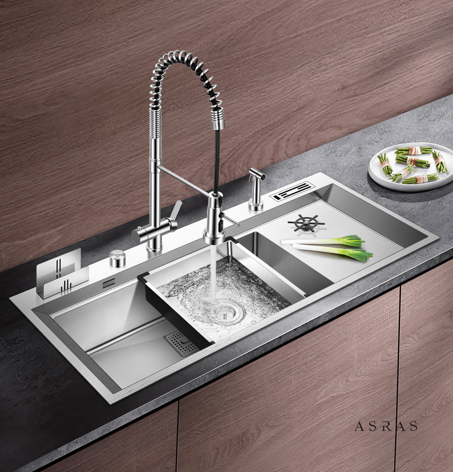 304 stainless steel kitchen sink, large size 1180x500x220mm MT-11850X ASRAS
